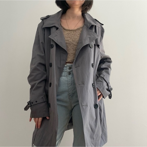 SELECTED GREY TRENCH COAT JACKET - M - Picture 4 of 14